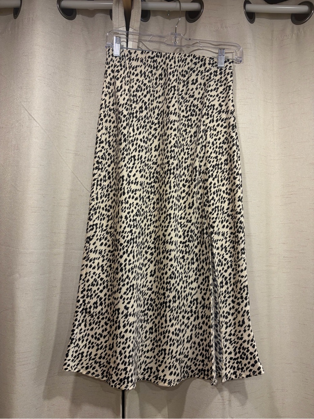 BaeVely Leopard Print Cream A-Line Midi Skirt